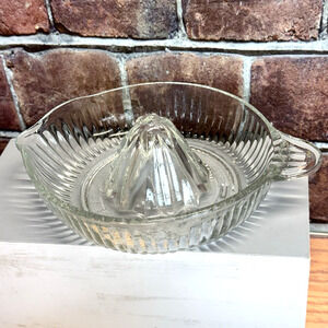 VTG‎ 1970s 7" Clear Ribbed Glass Orange Lemon Lime Citrus Hand Juicer Reamer